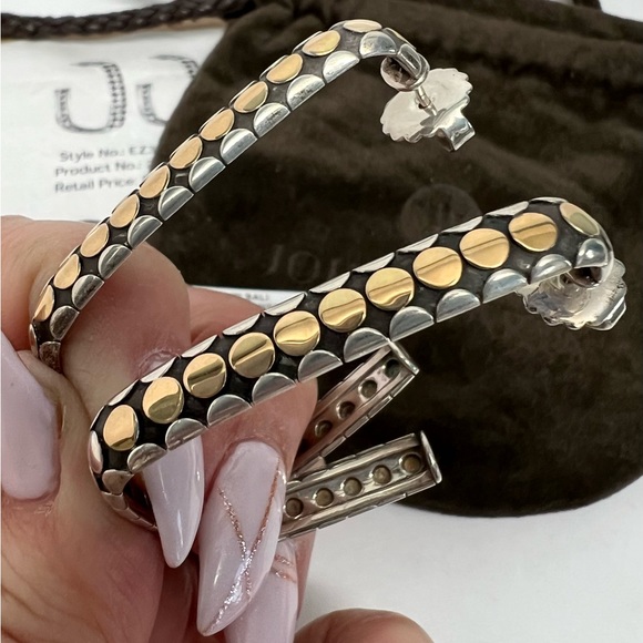 John Hardy Jewelry - John Hardy 18K Gold Dot Square Hoop Earrings .925 Sterling Silver